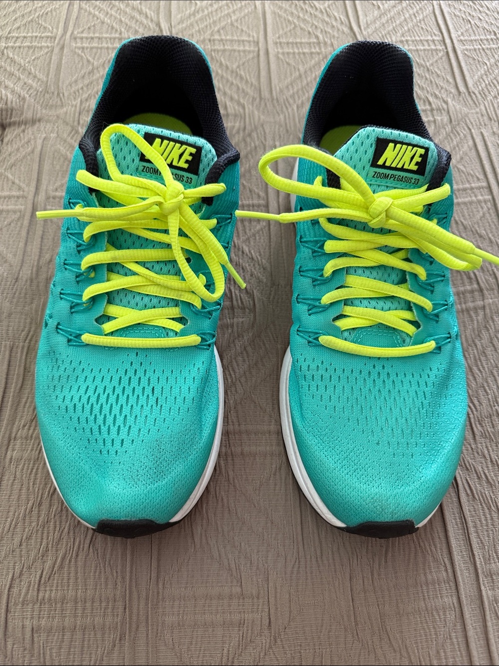 Nike Zoom Pegasus 33 Teal and Neon Yellow Running Sneakers